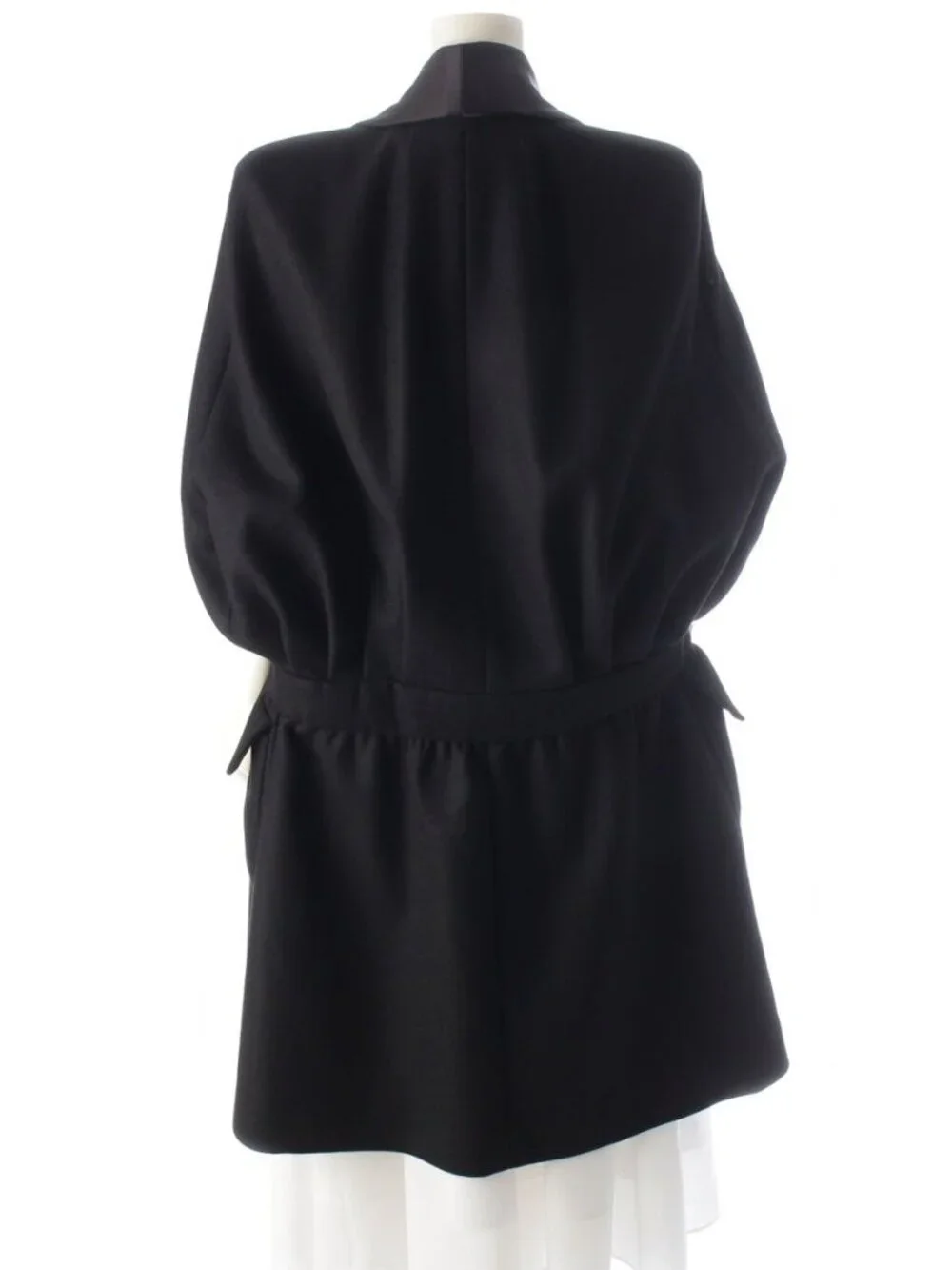 Chanel Cashmere Wool Lion Button Poncho Cape Long Coat Black 36 - Picture 4 of 10
